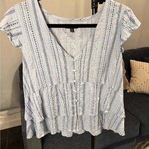 Elegant Blue Striped Blouse